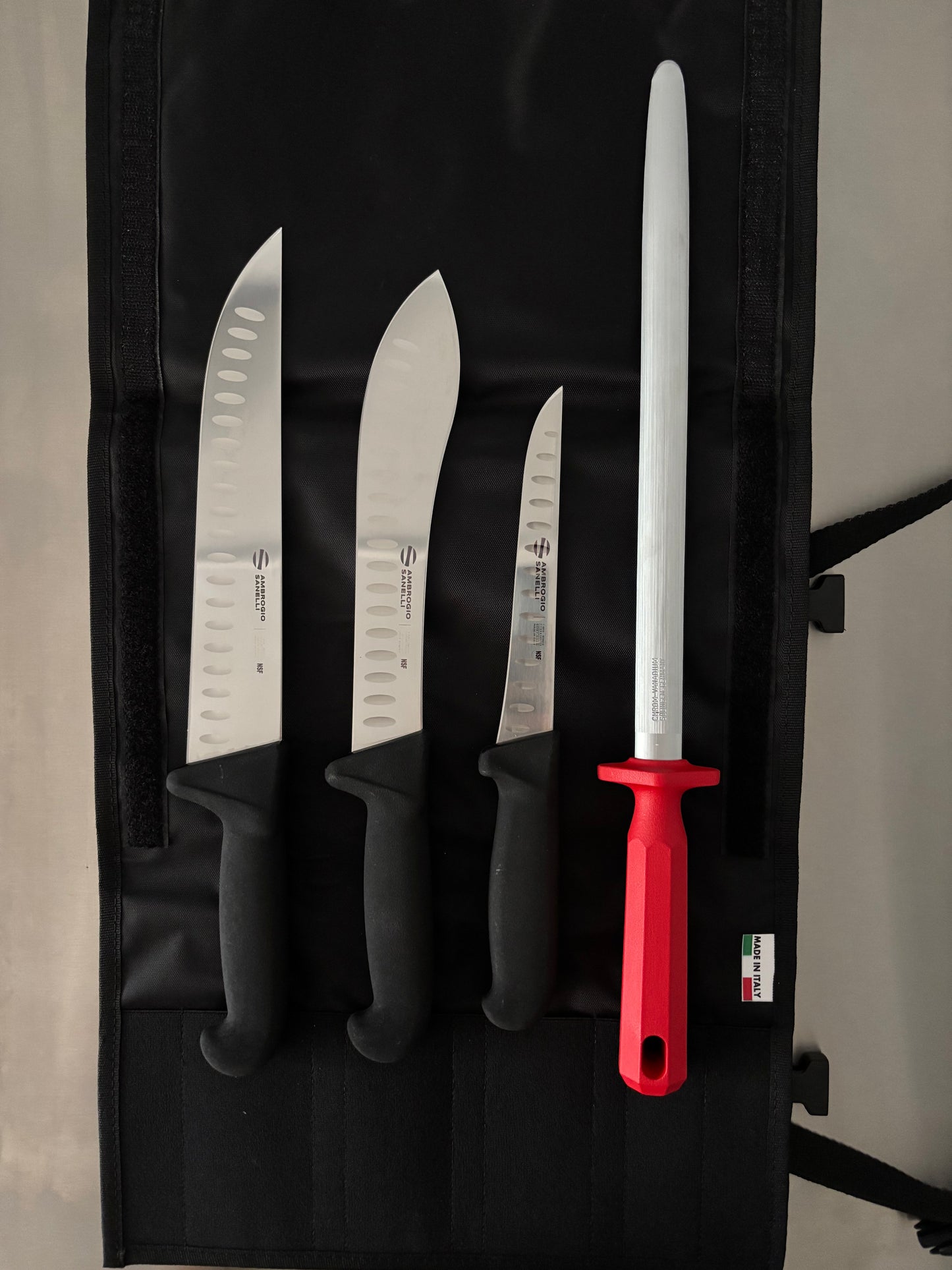 4 Piece Butcher Knife Set Plus Roll Bag